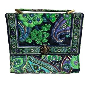 Vera Bradley Blue Rhapsody Julia Bag Turn Lock Floral Green/Blue Eclectic 8X9.5”